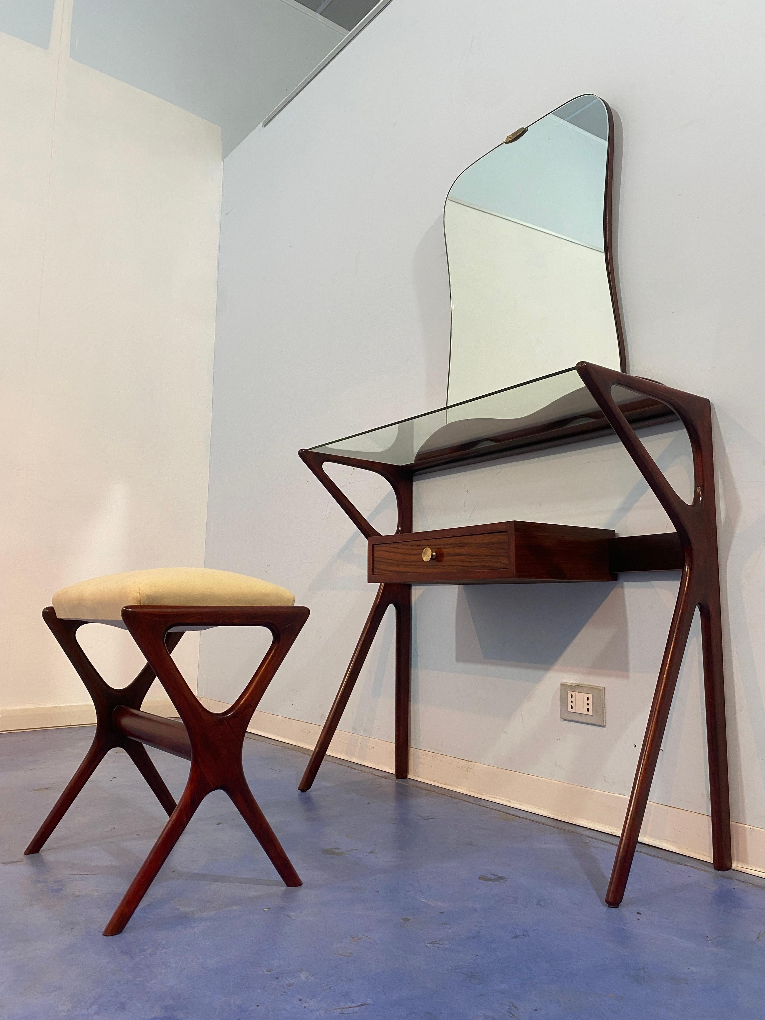 Italienischer Mid-Century-Konsolentisch mit Spiegel, Ico Parisi zugeschrieben, 1950er Jahre im Angebot 6