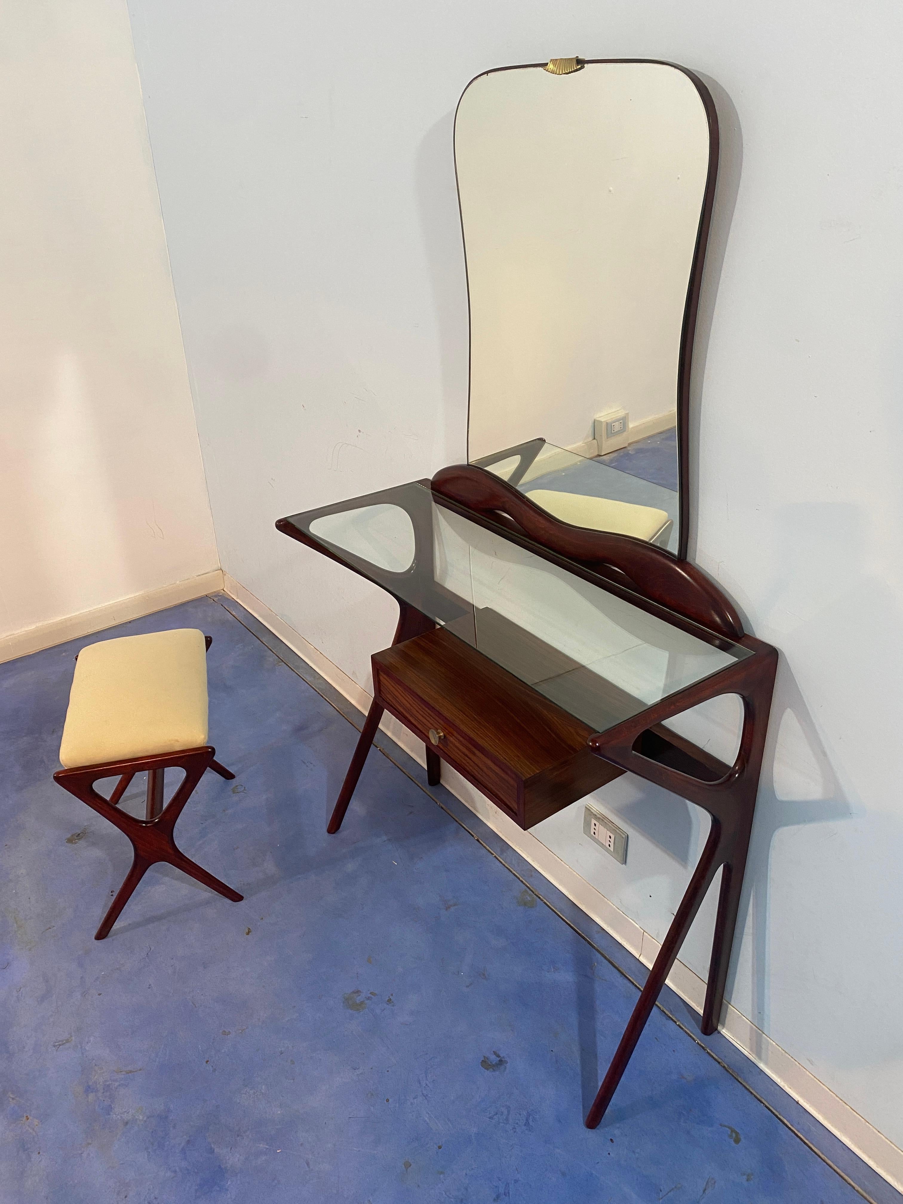 Italienischer Mid-Century-Konsolentisch mit Spiegel, Ico Parisi zugeschrieben, 1950er Jahre im Angebot 9