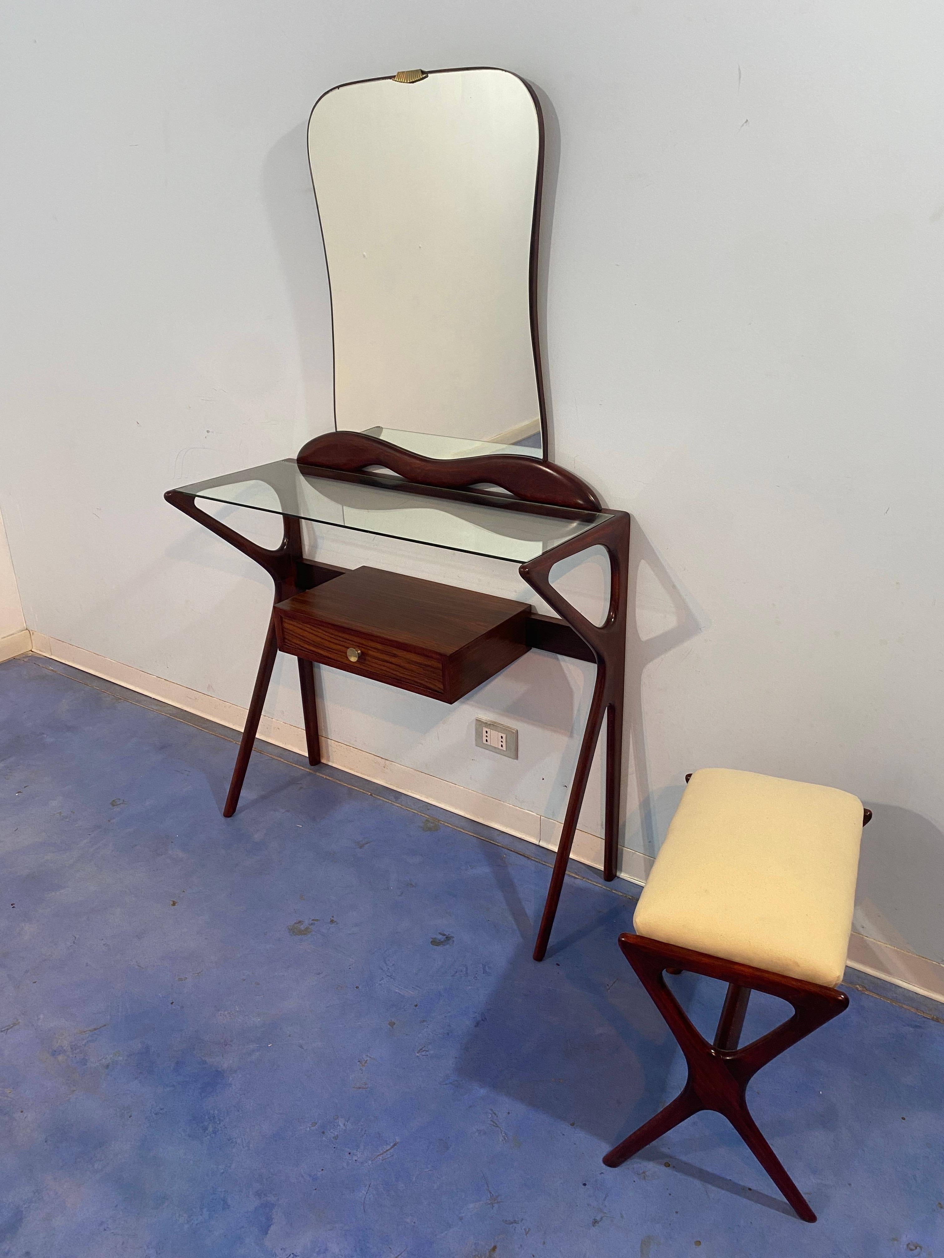 Italienischer Mid-Century-Konsolentisch mit Spiegel, Ico Parisi zugeschrieben, 1950er Jahre im Angebot 12