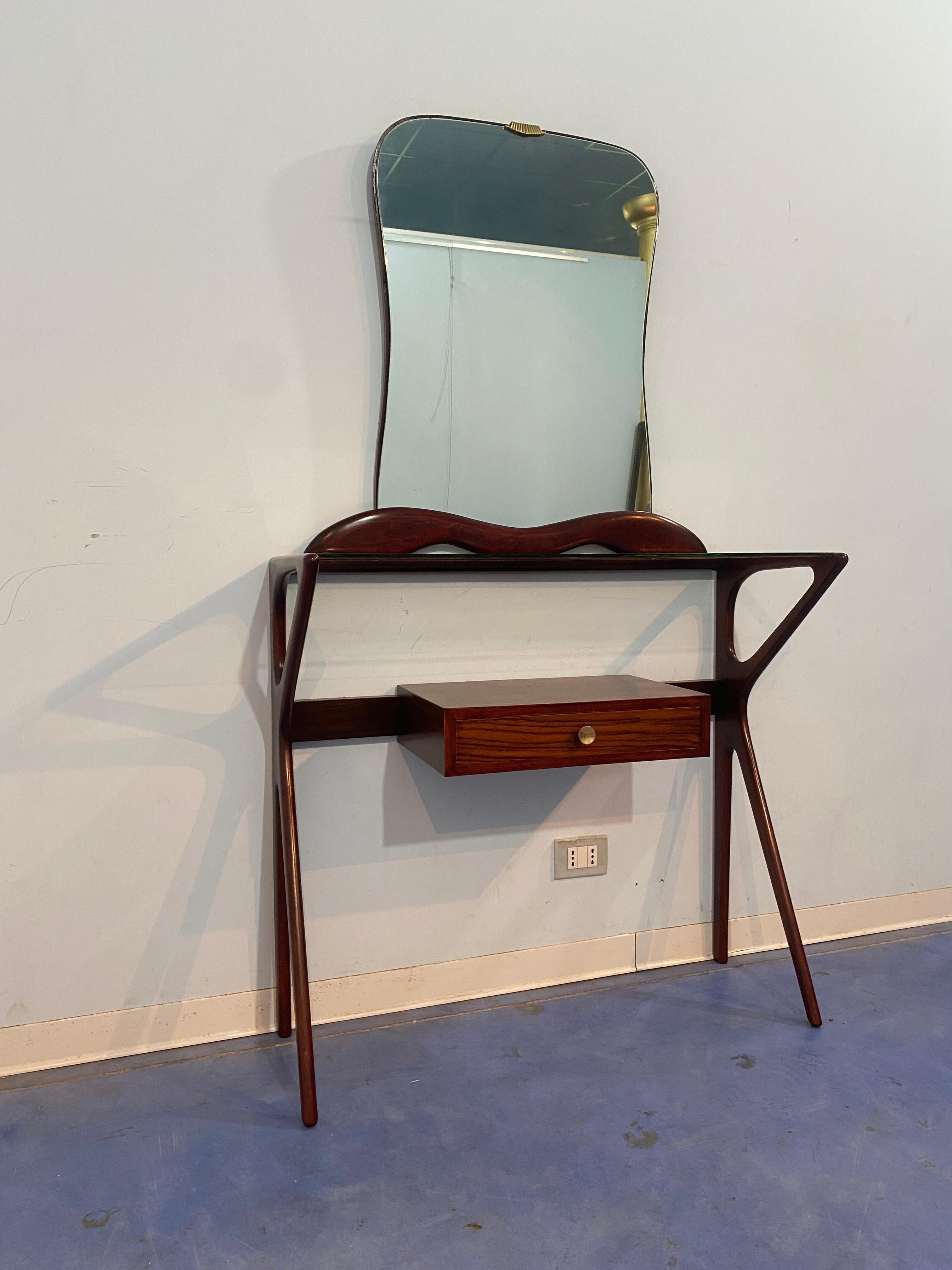 Italienischer Mid-Century-Konsolentisch mit Spiegel, Ico Parisi zugeschrieben, 1950er Jahre (Sonstiges) im Angebot