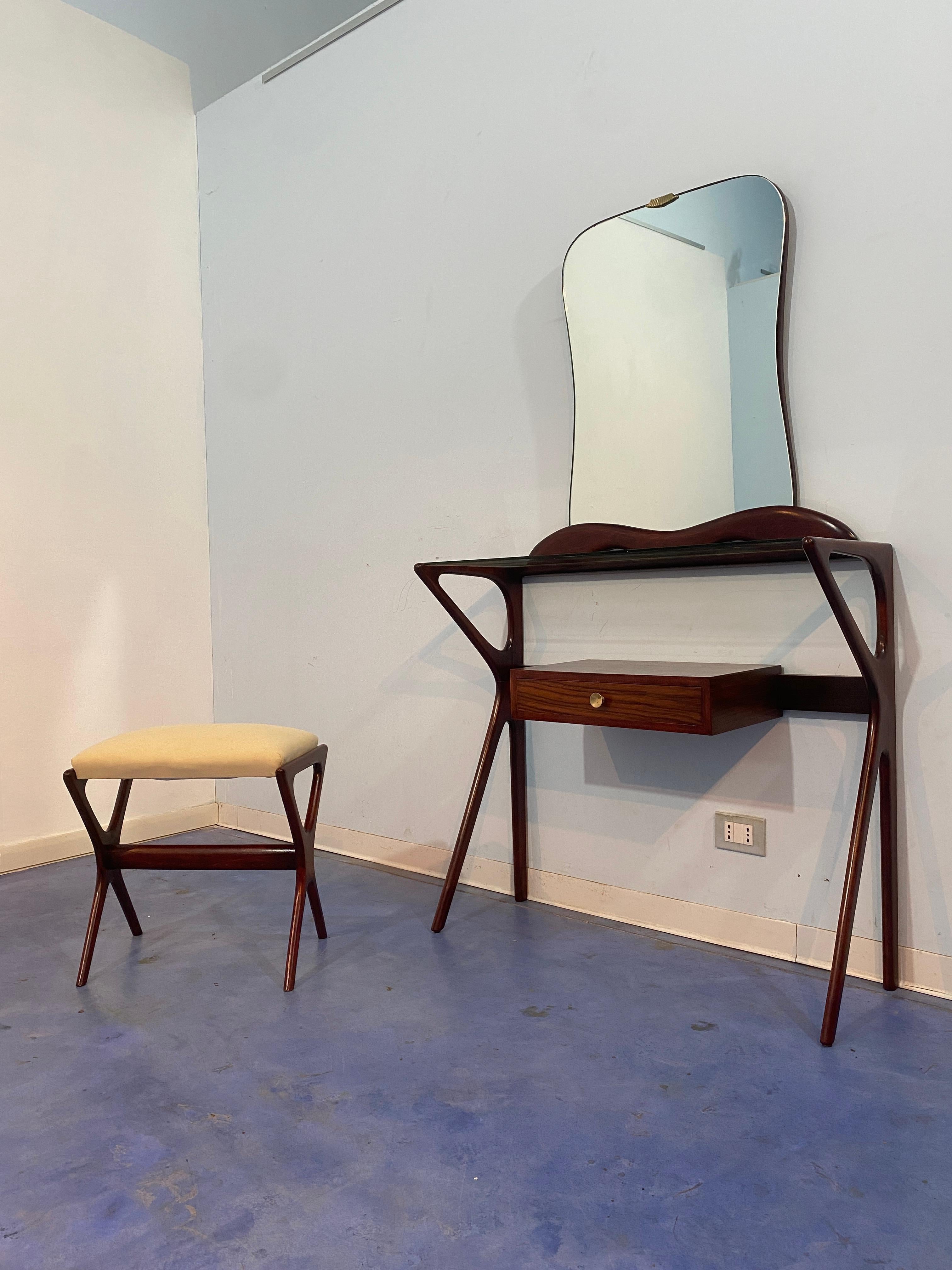 Italienischer Mid-Century-Konsolentisch mit Spiegel, Ico Parisi zugeschrieben, 1950er Jahre im Angebot 1