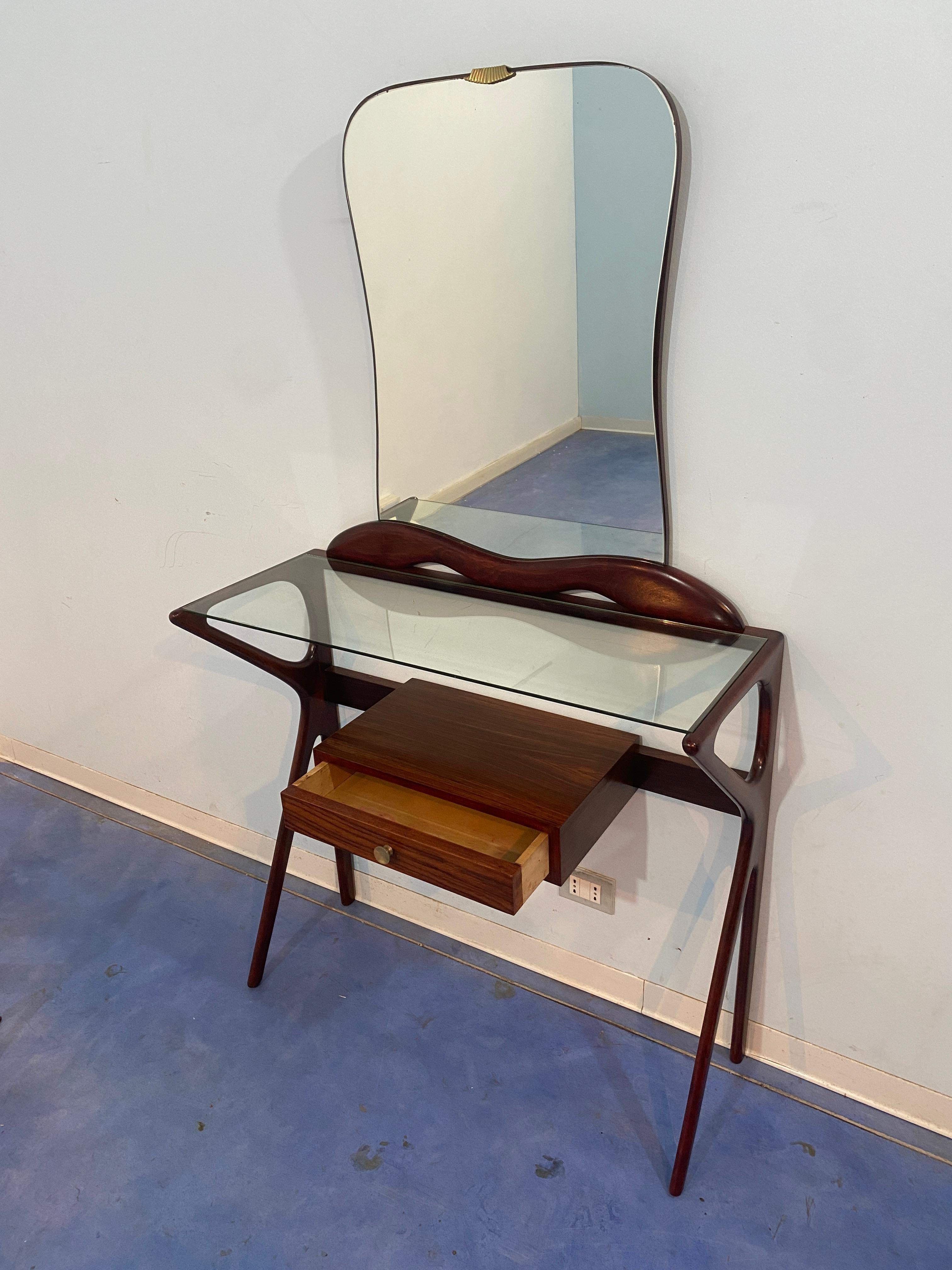 Italienischer Mid-Century-Konsolentisch mit Spiegel, Ico Parisi zugeschrieben, 1950er Jahre im Angebot 2