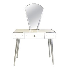 Italienische Konsole aus der Mitte des Jahrhunderts mit Spiegel aus Opalglas und Stahl von Raimondi, 1953
