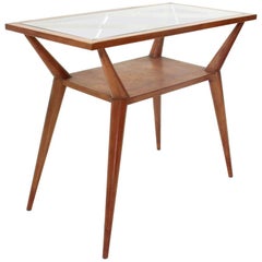 Italian Midcentury Console with Glass Top, 1940s