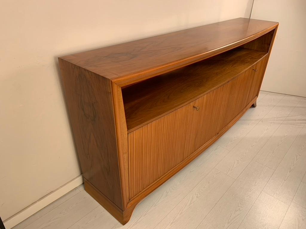 Italian Mid Century Convex Sideboard with Four Grooved Doors 12