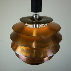 Italian Mid-Century Copper Metal Pendant 1231 by Stilnovo Milano