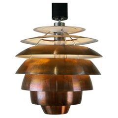Italian Mid-Century Copper Metal Pendant 1231 by Stilnovo Milano
