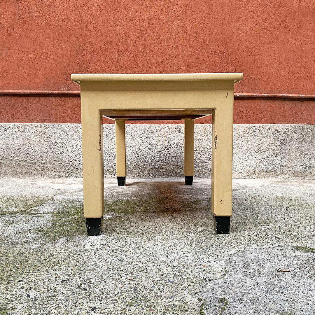 Mid-Century Modern Italian Mid Century Creamy White Wood and Aquamarine Formica Kitchen Table, 1940