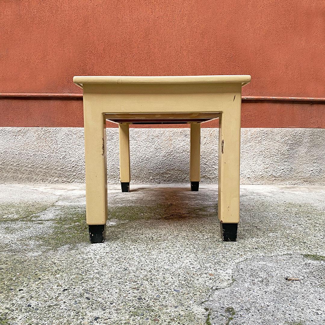 Mid-Century Modern Italian Mid Century Creamy White Wood and Aquamarine Formica Kitchen Table, 1940 For Sale