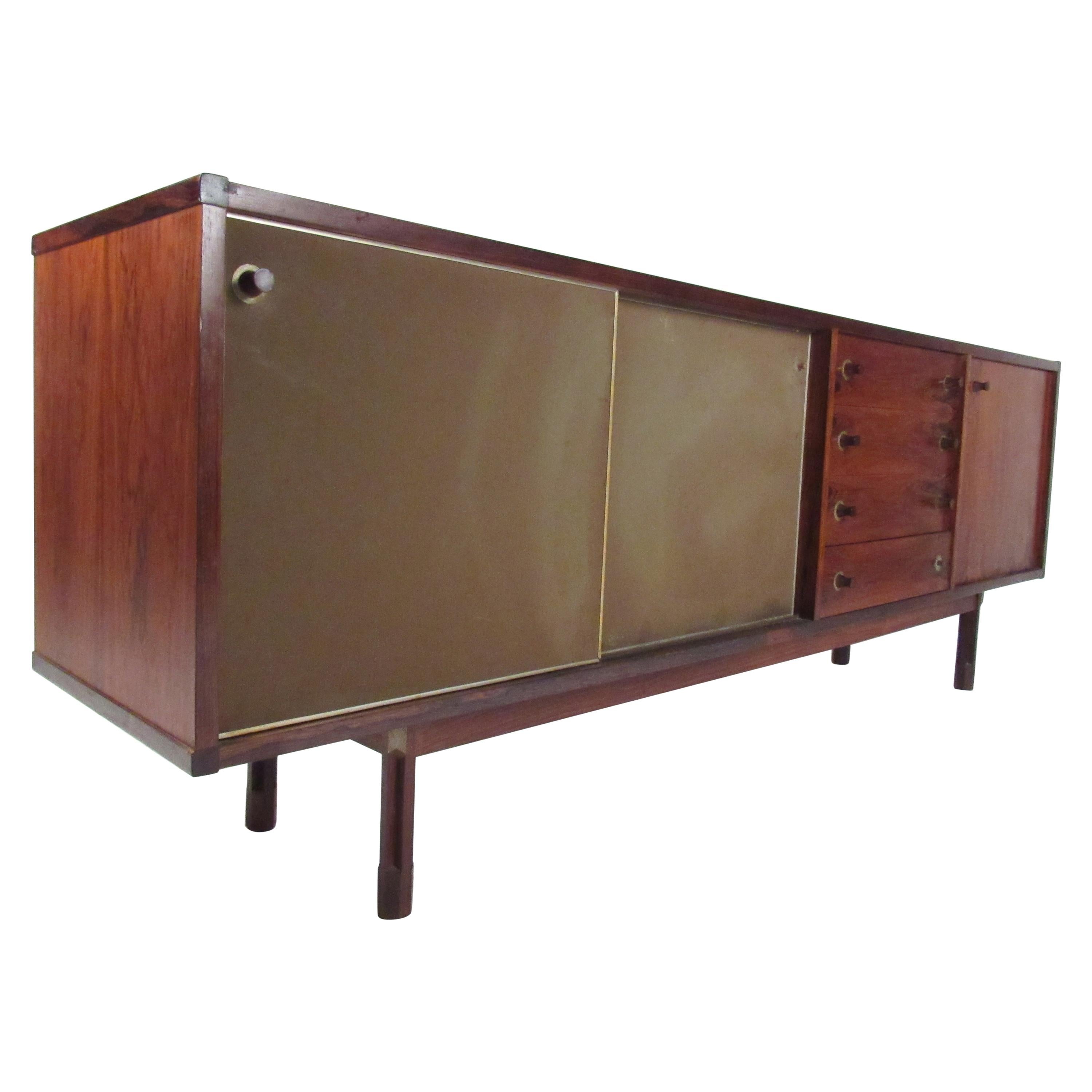 Italian Midcentury Credenza in Rosewood with a Finished Back
