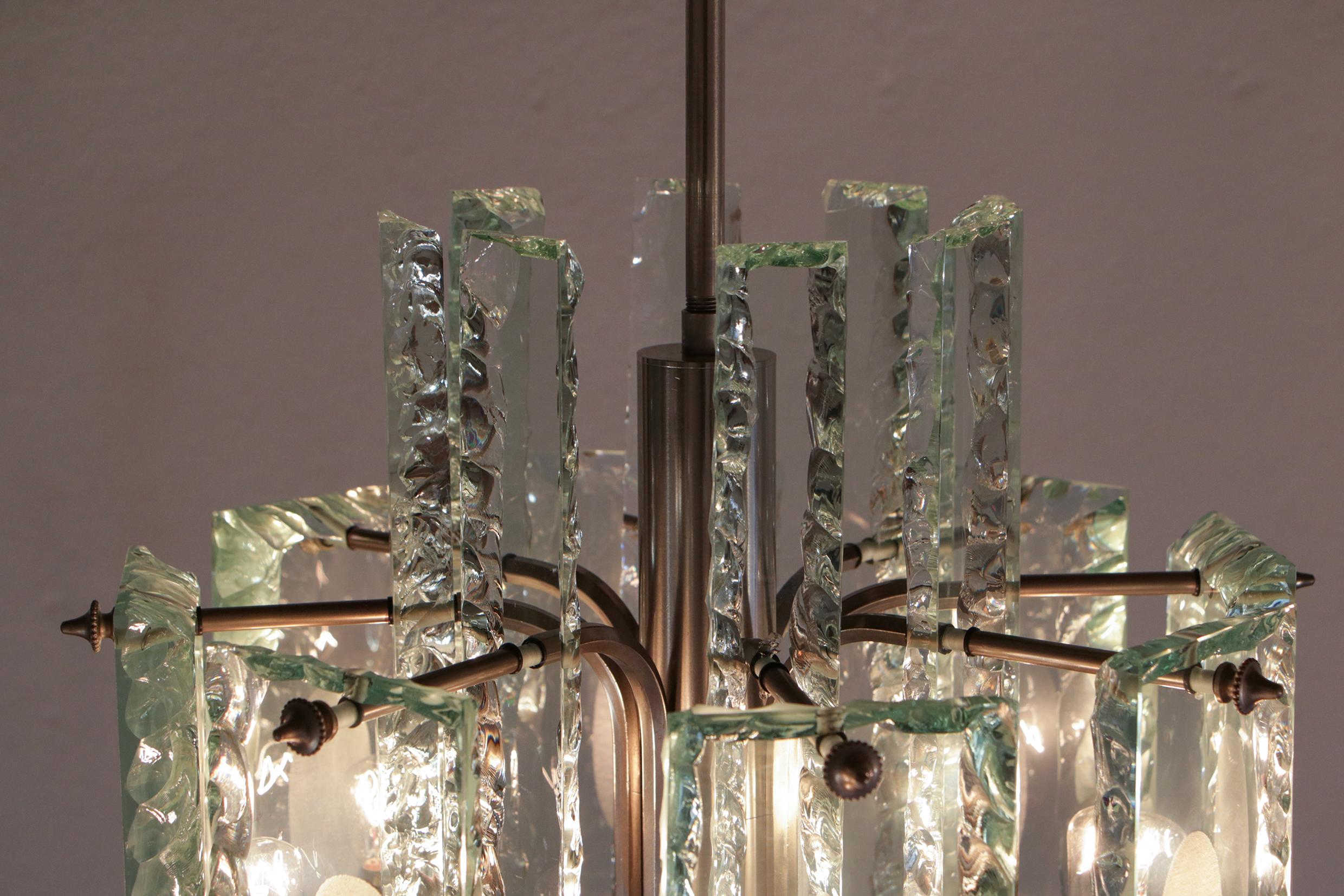 Italian Mid-Century  Chandelier Attributed to Fontana arte  , 1950s For Sale 2