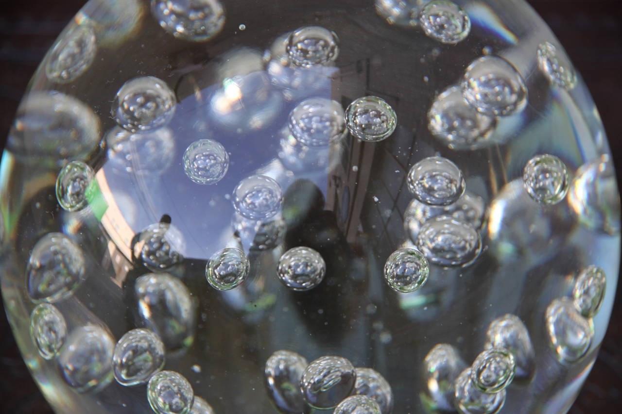 Italian Mid-Century Crystal Sphere with Bubbles In Excellent Condition For Sale In Los Angeles, CA