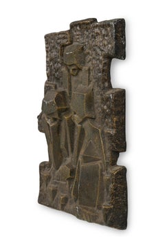 Italian Mid-Century Cubist Bronze Wall Plaque