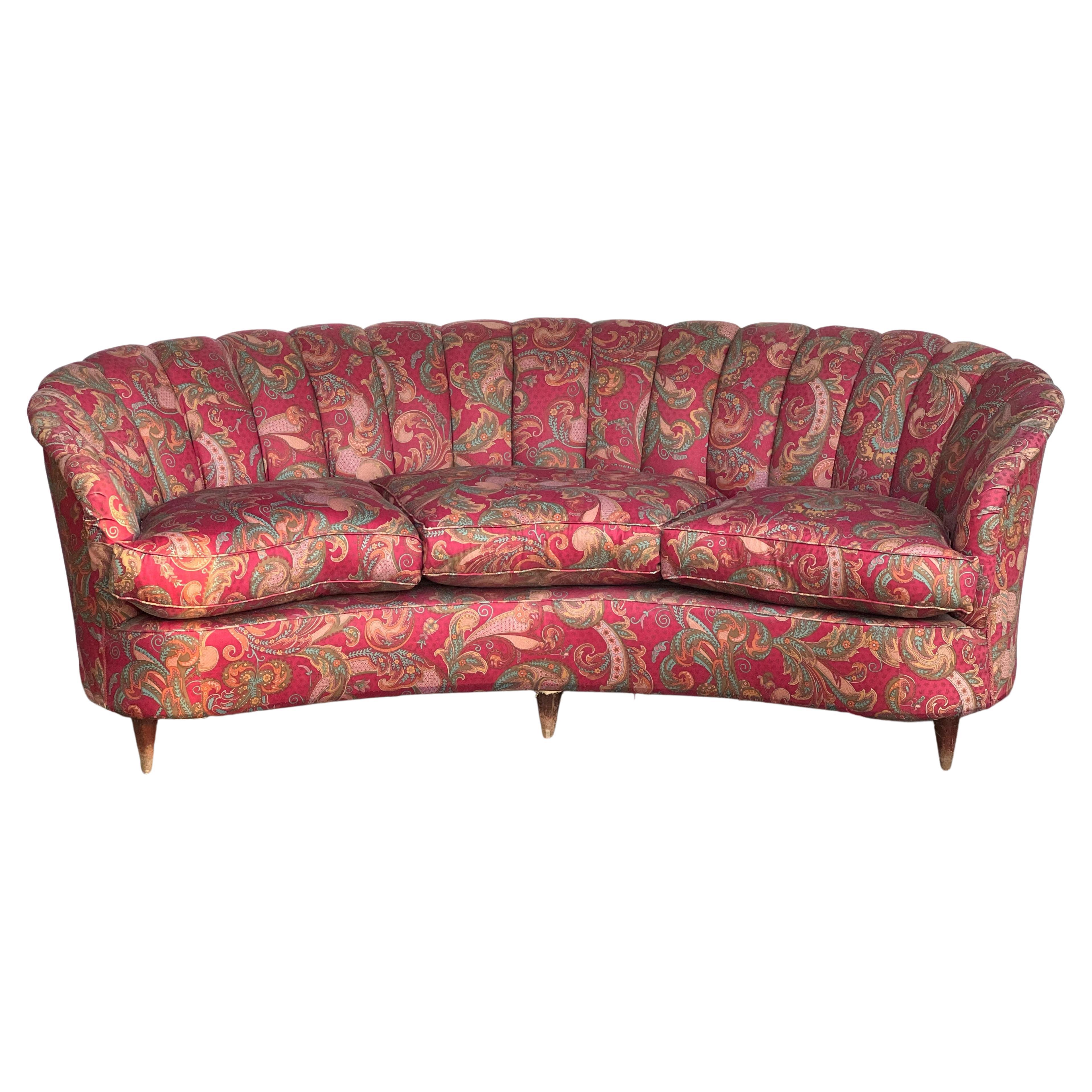 Elegant Curved MidCentury Sofa at 1stDibs