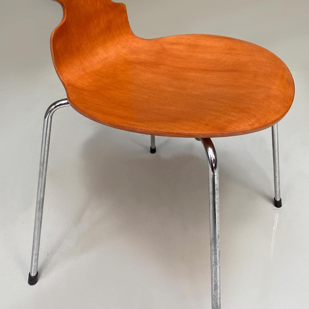 Fin du 20e siècle Chaise Ant italienne du milieu du siècle dernier en bois courbé et pieds de Fritz Hansen, 1970 en vente