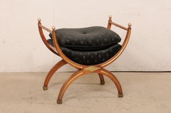 Italian Mid-Century Dante Style Stool W/ Nicely-Sized Cushioned Seat