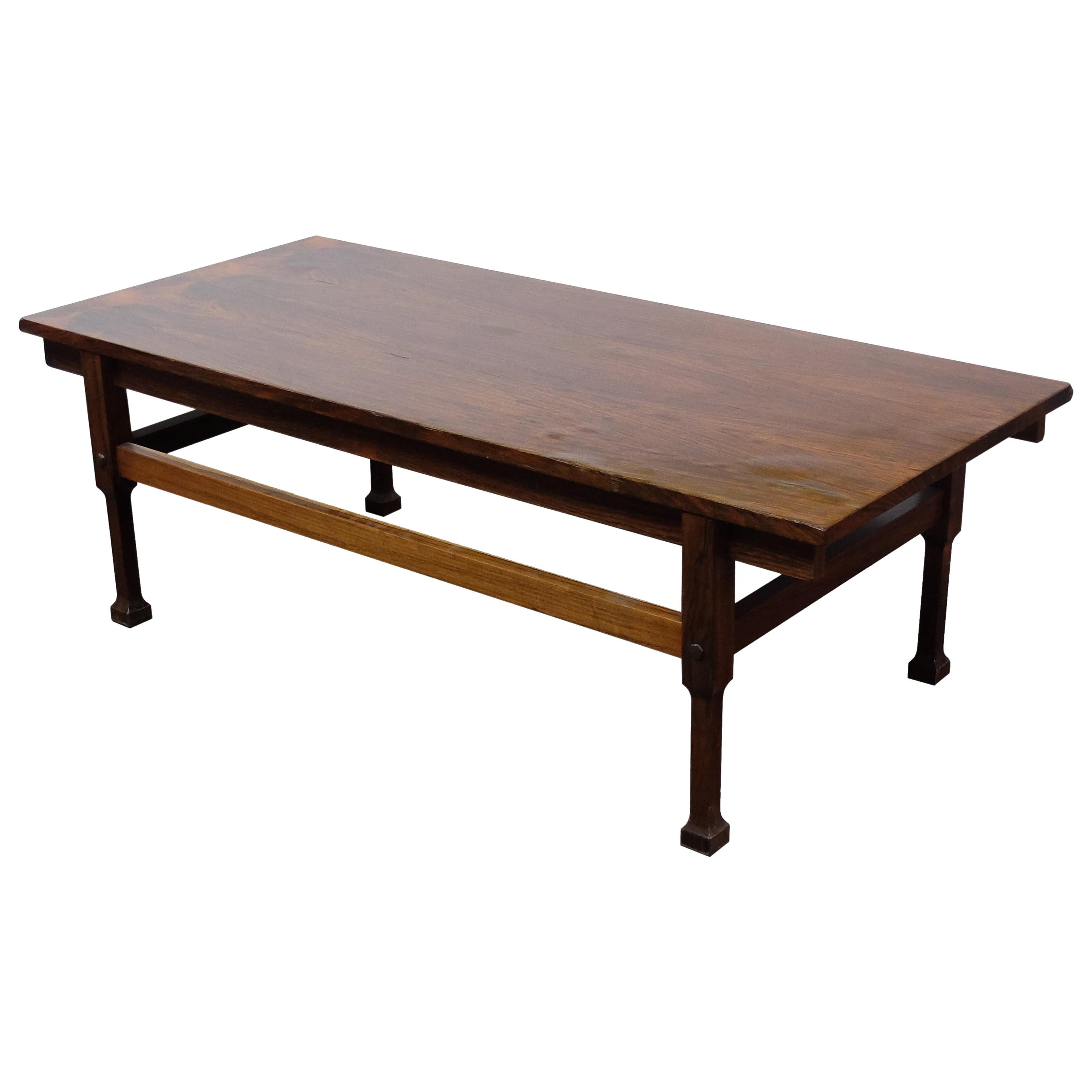 Italian Mid-Century Dark Wood Coffee Table, 1950s For Sale