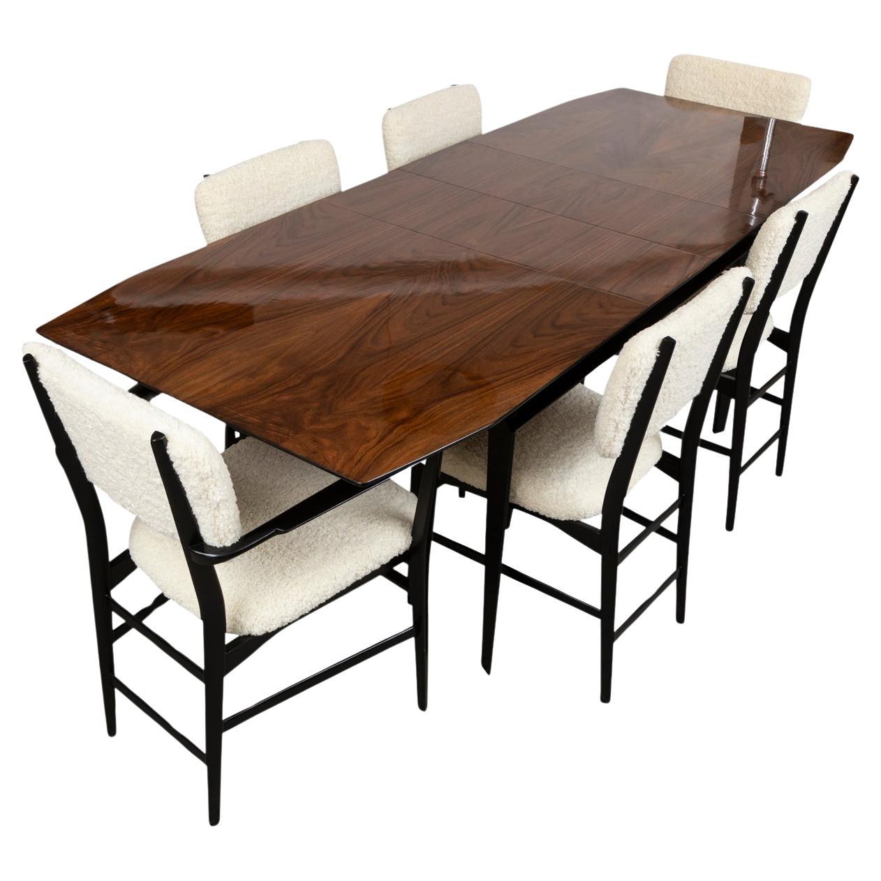 Italian Mid Century Dassi Dining Table With Six Chairs By Edmondo Palutari  For Sale