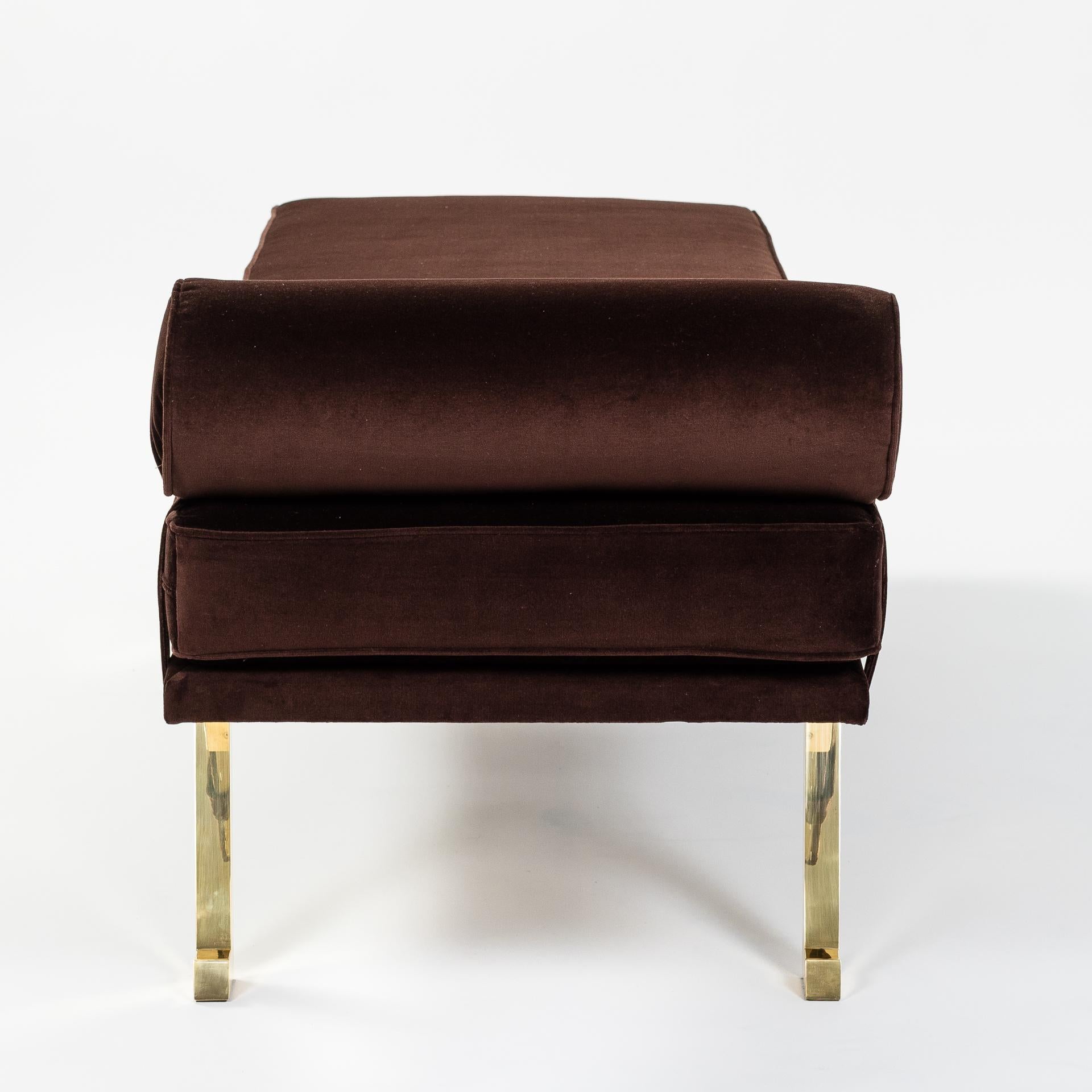 Italienisches Mid-Century Daybed / Bank Messingbeine, schokoladenbrauner Samt 1970er im Angebot 3