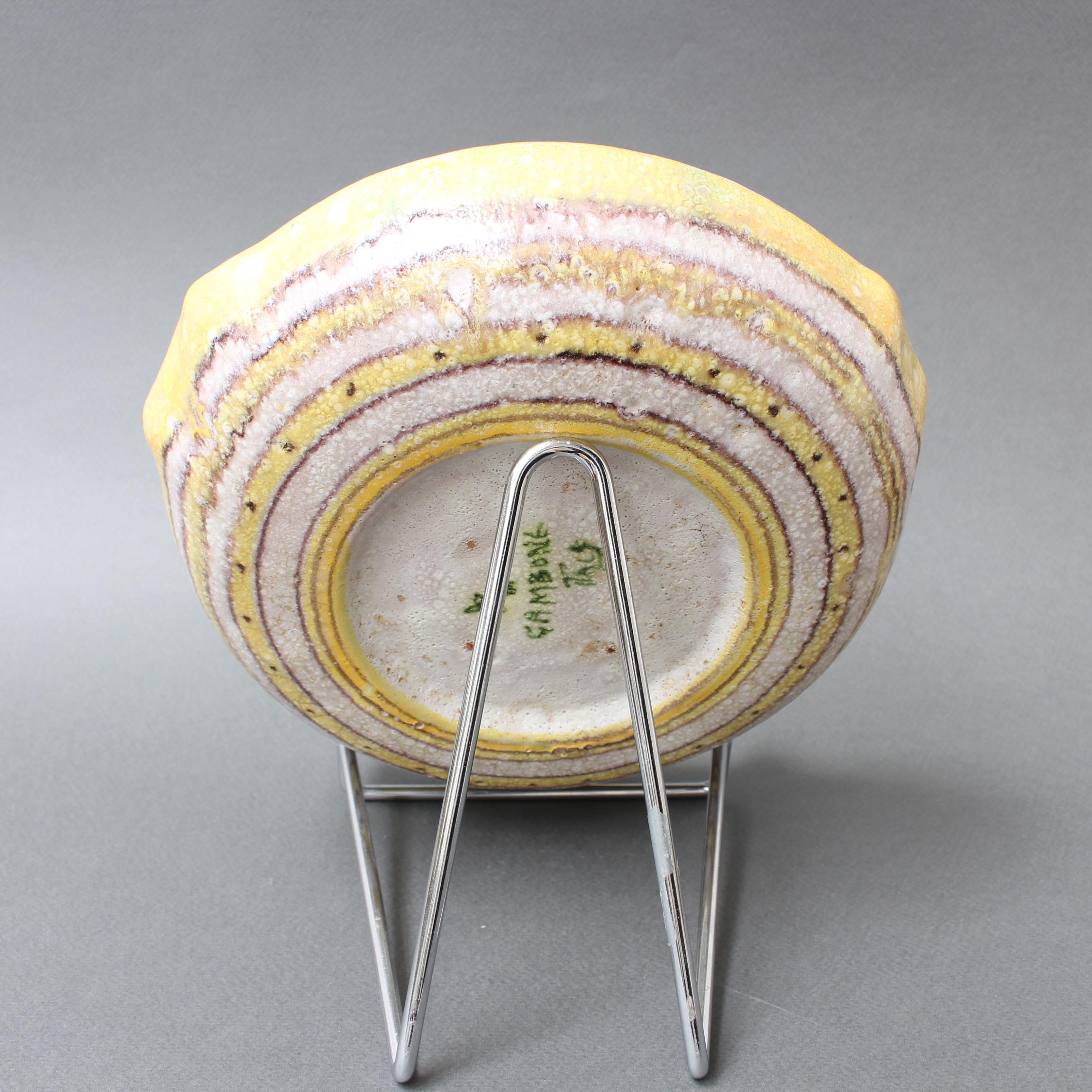 Italian Midcentury Decorative Ceramic Bowl by Guido Gambone, circa 1950s 1