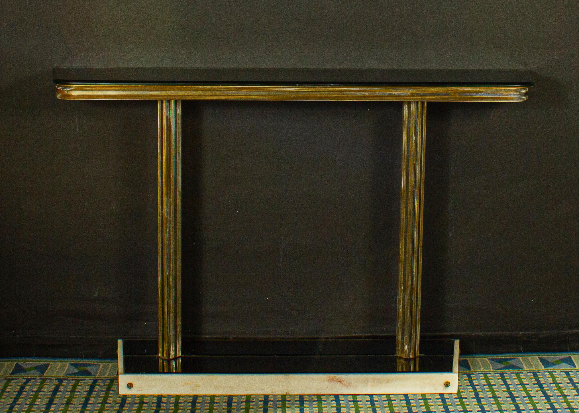 Mid-Century Modern Italian Midcentury Design Console Table with Mirror and Sconces, 1950