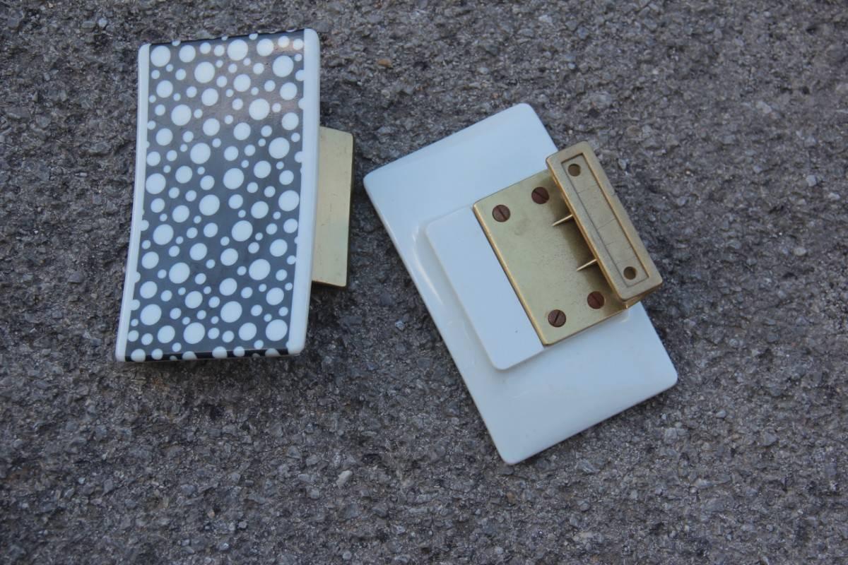 Mid century Modern  Handles polycarbonate and brass Italian design In Excellent Condition In Palermo, Sicily