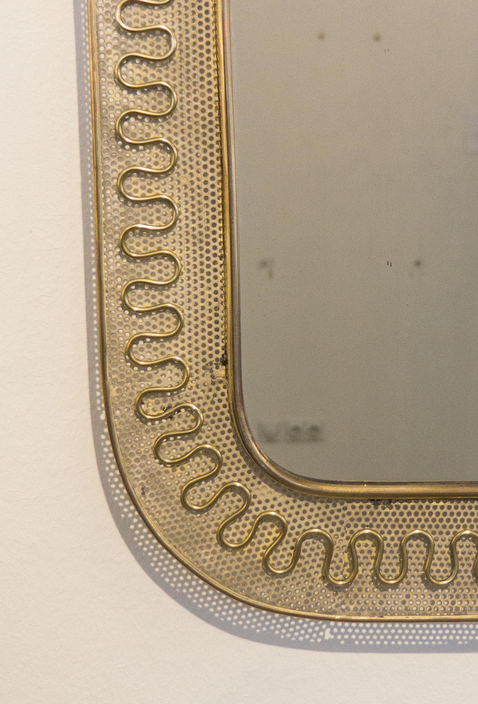 20th Century Italian Midcentury Design Wall Mirror by Cesare Lacca made from Brass, 1950s For Sale