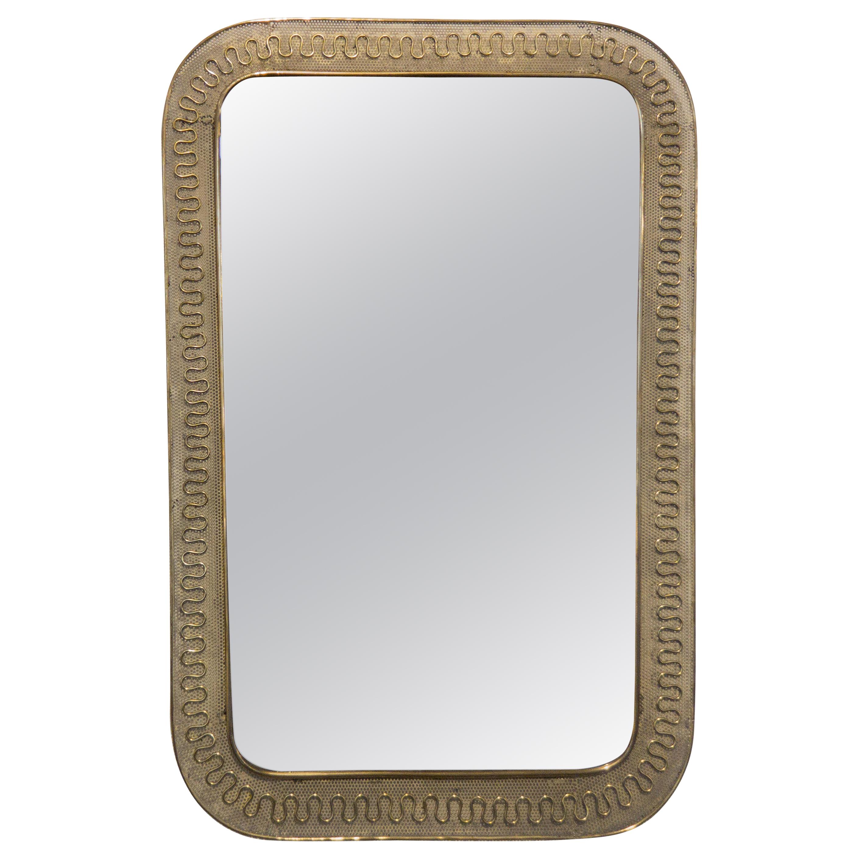 Italian Midcentury Design Wall Mirror by Cesare Lacca made from Brass, 1950s For Sale