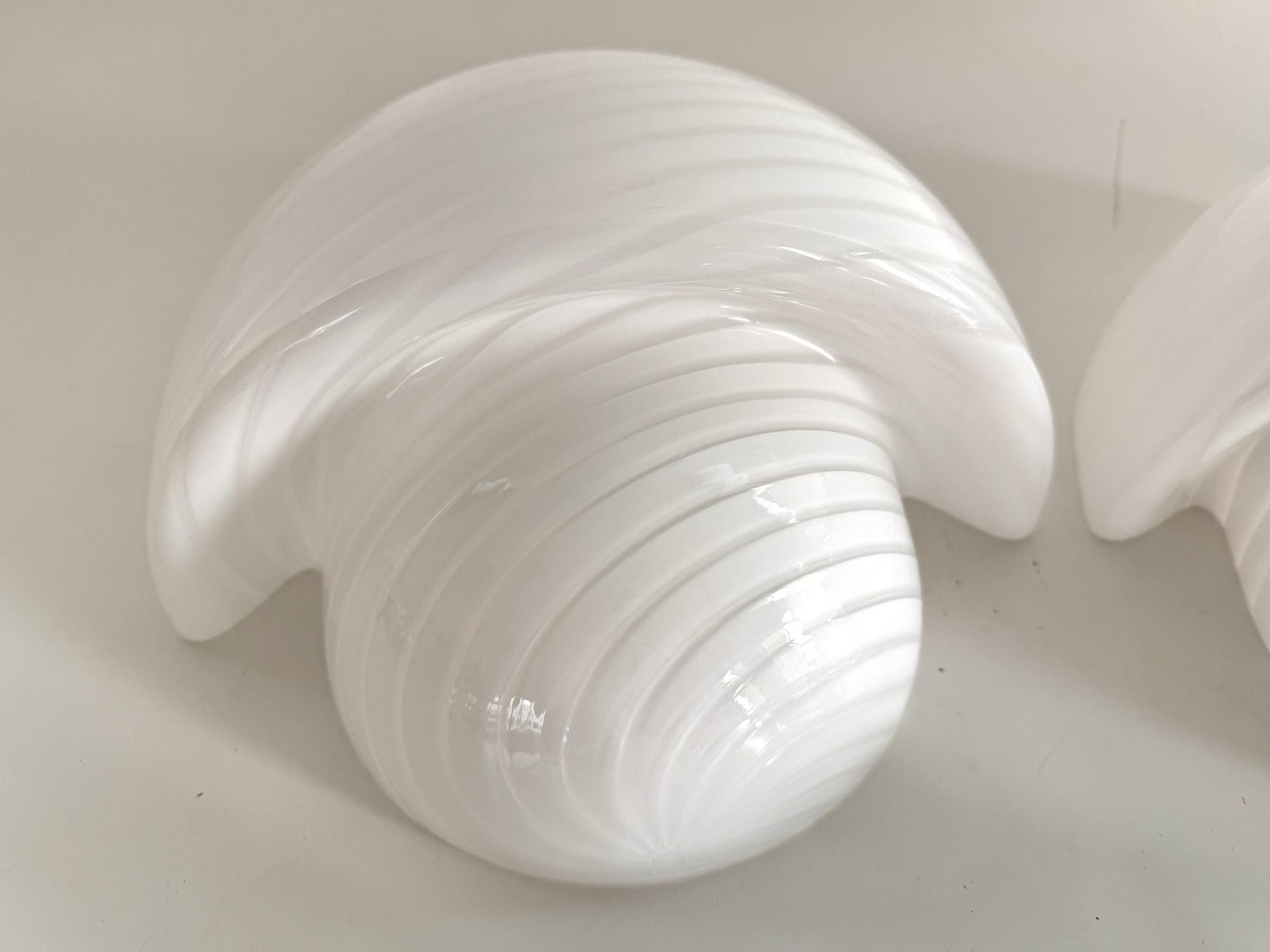 Italian Mid-century Designer  Murano Swirl Glass Mushroom Wall Sconces, 1970s For Sale 4