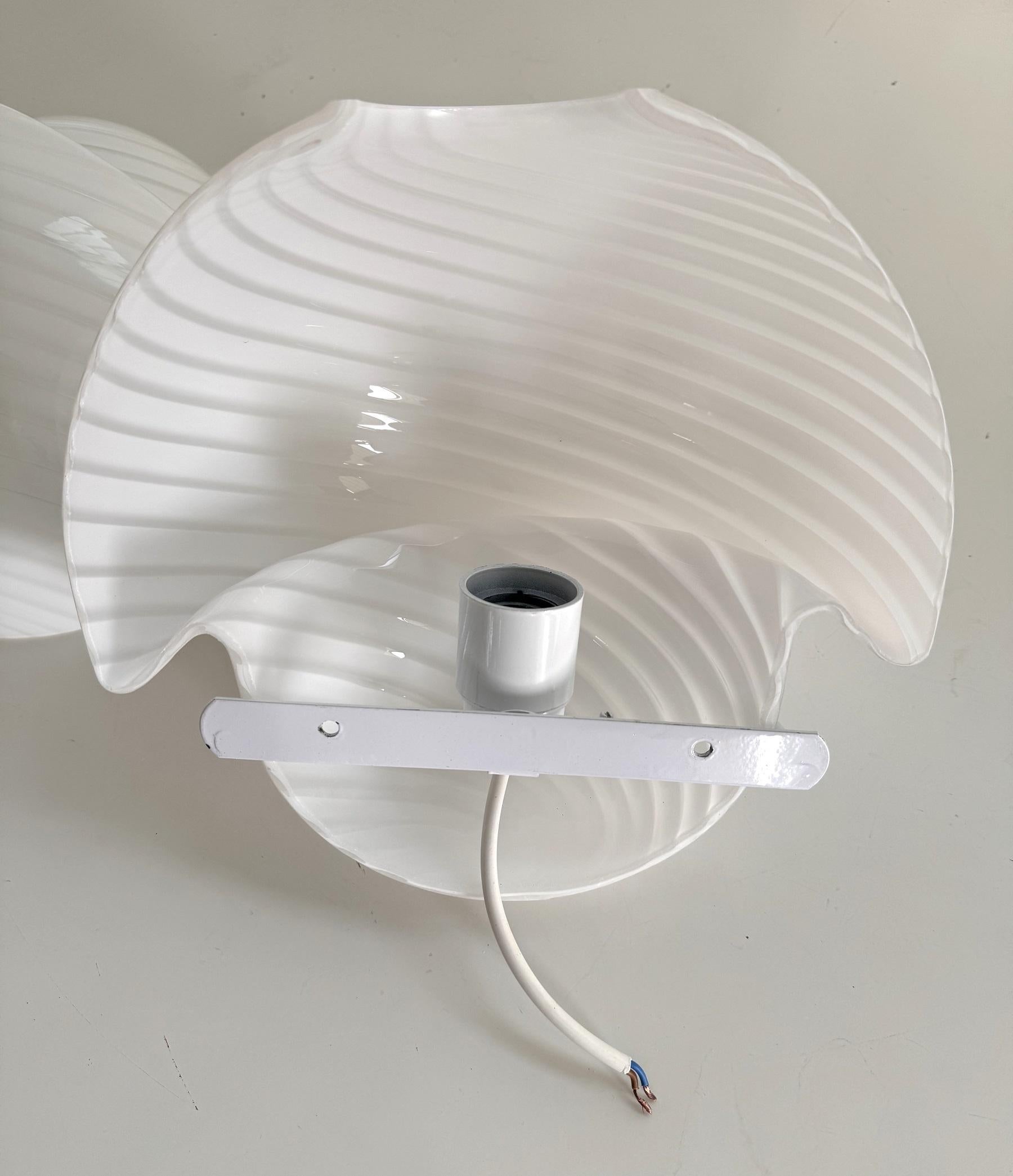 Italian Mid-century Designer  Murano Swirl Glass Mushroom Wall Sconces, 1970s For Sale 5