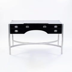 Italian Mid-Century Desk Black Lacquer & Stainless Steel by STUDIODADA 1970s