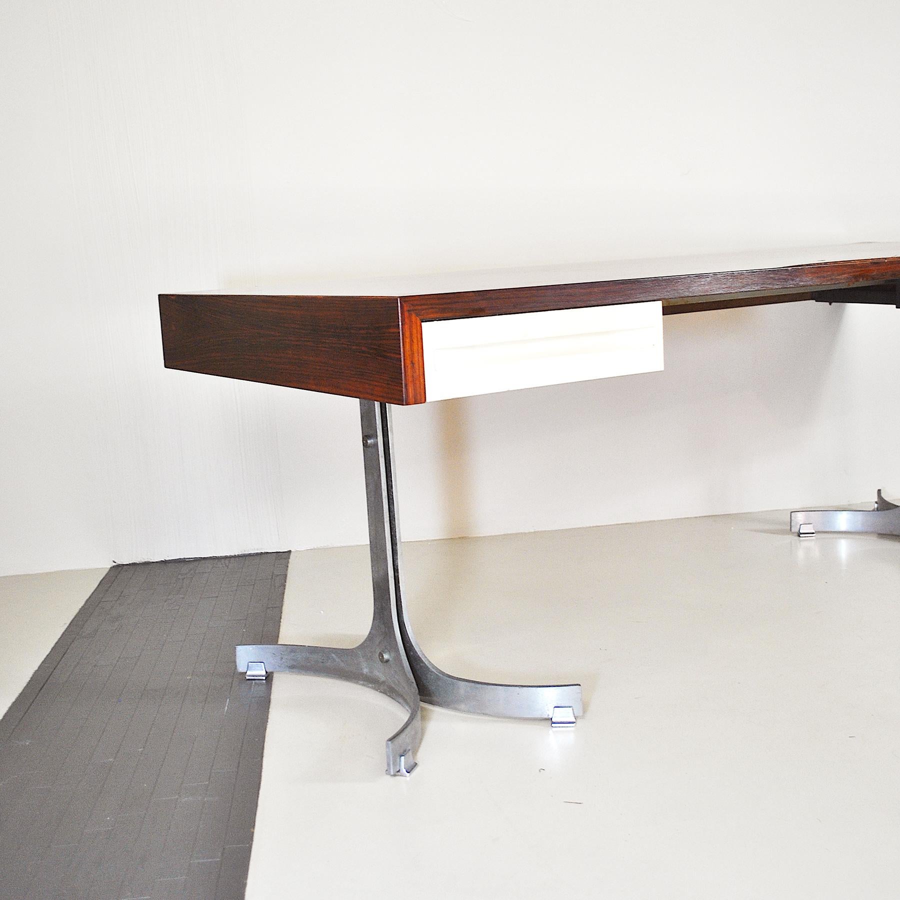 Aluminum Italian Midcentury Desk by Trau