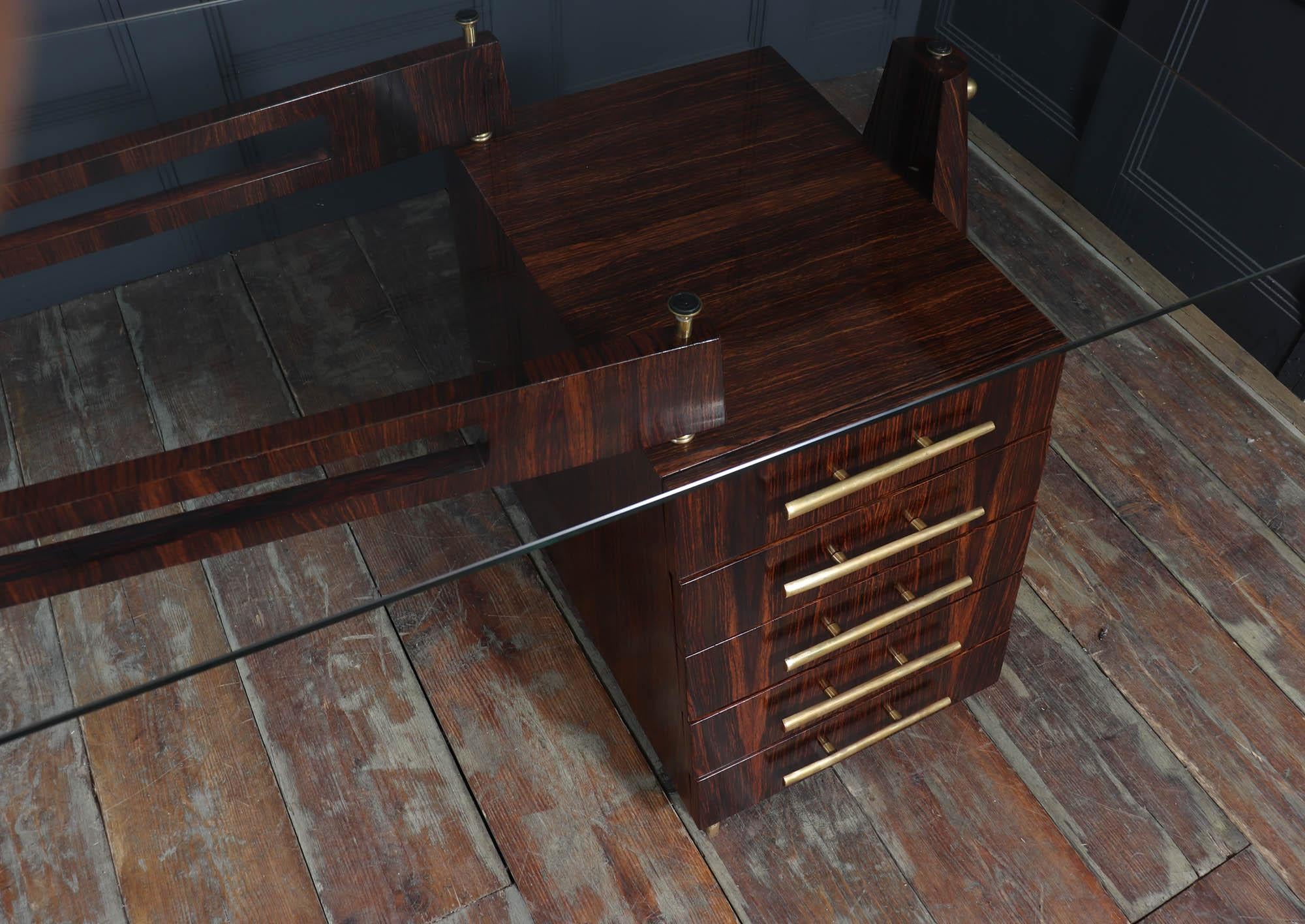 Italian Mid Century Desk in Macassar Ebony 6