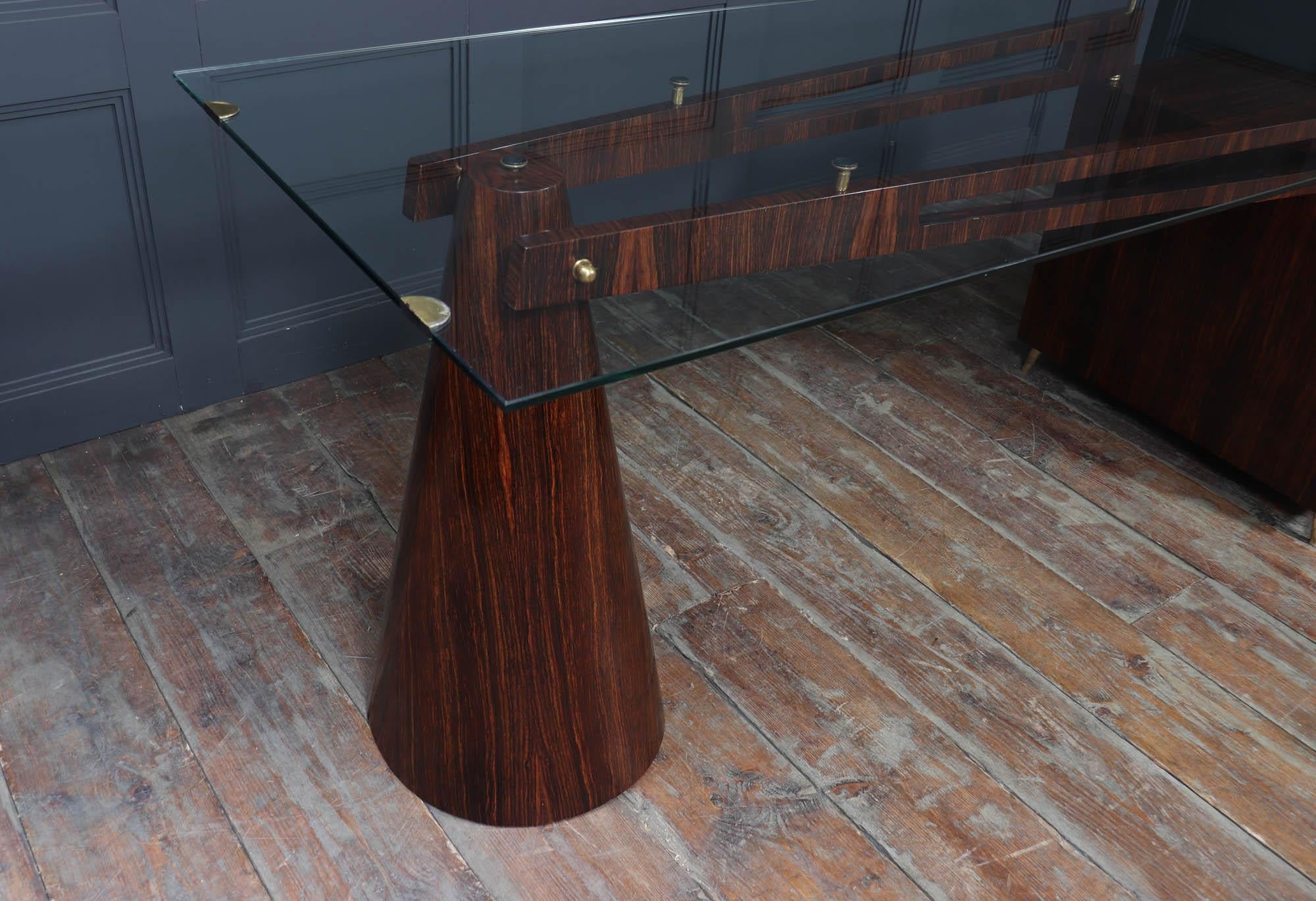 Italian Mid Century Desk in Macassar Ebony 7