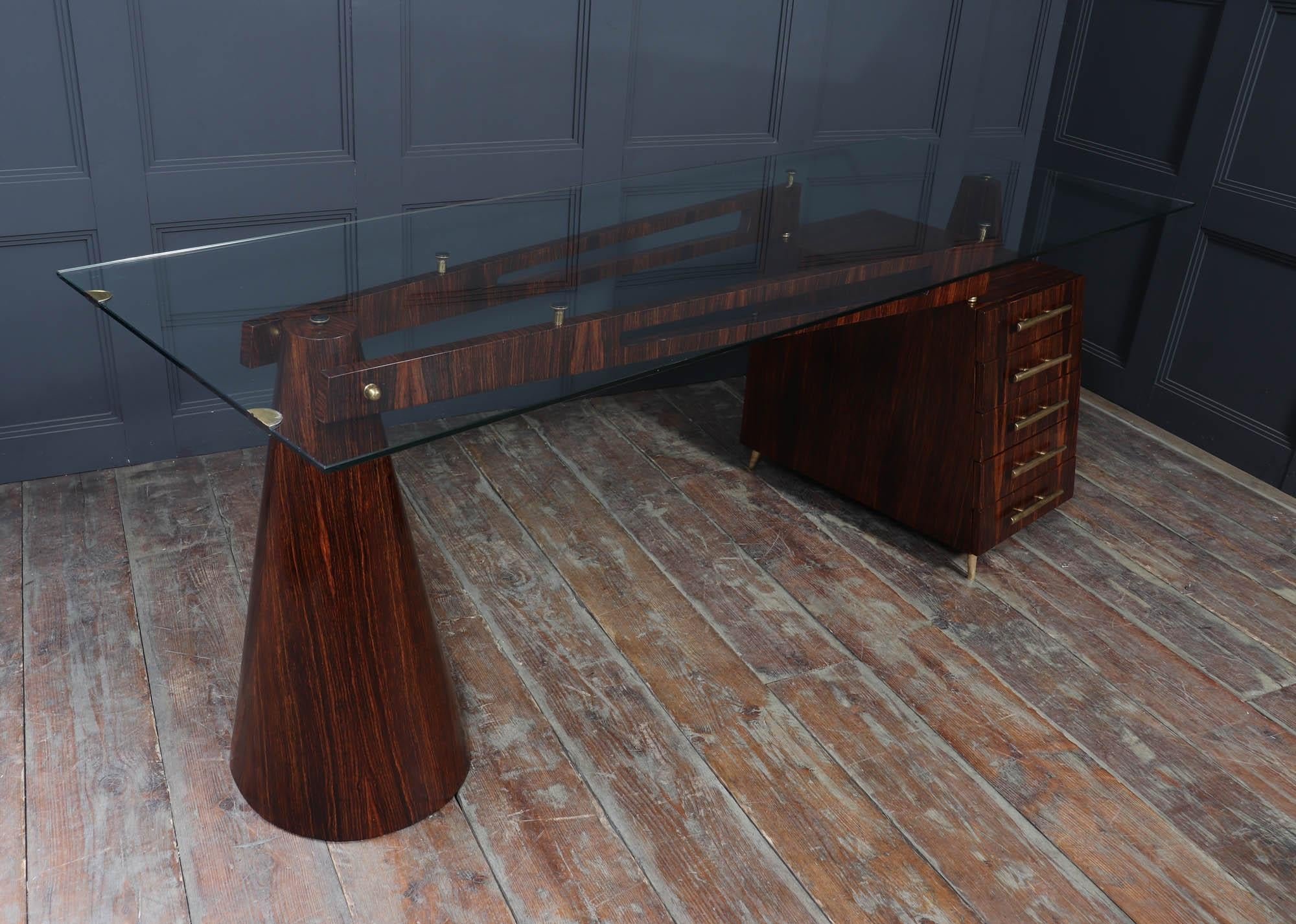 Italian Mid Century Desk in Macassar Ebony 8
