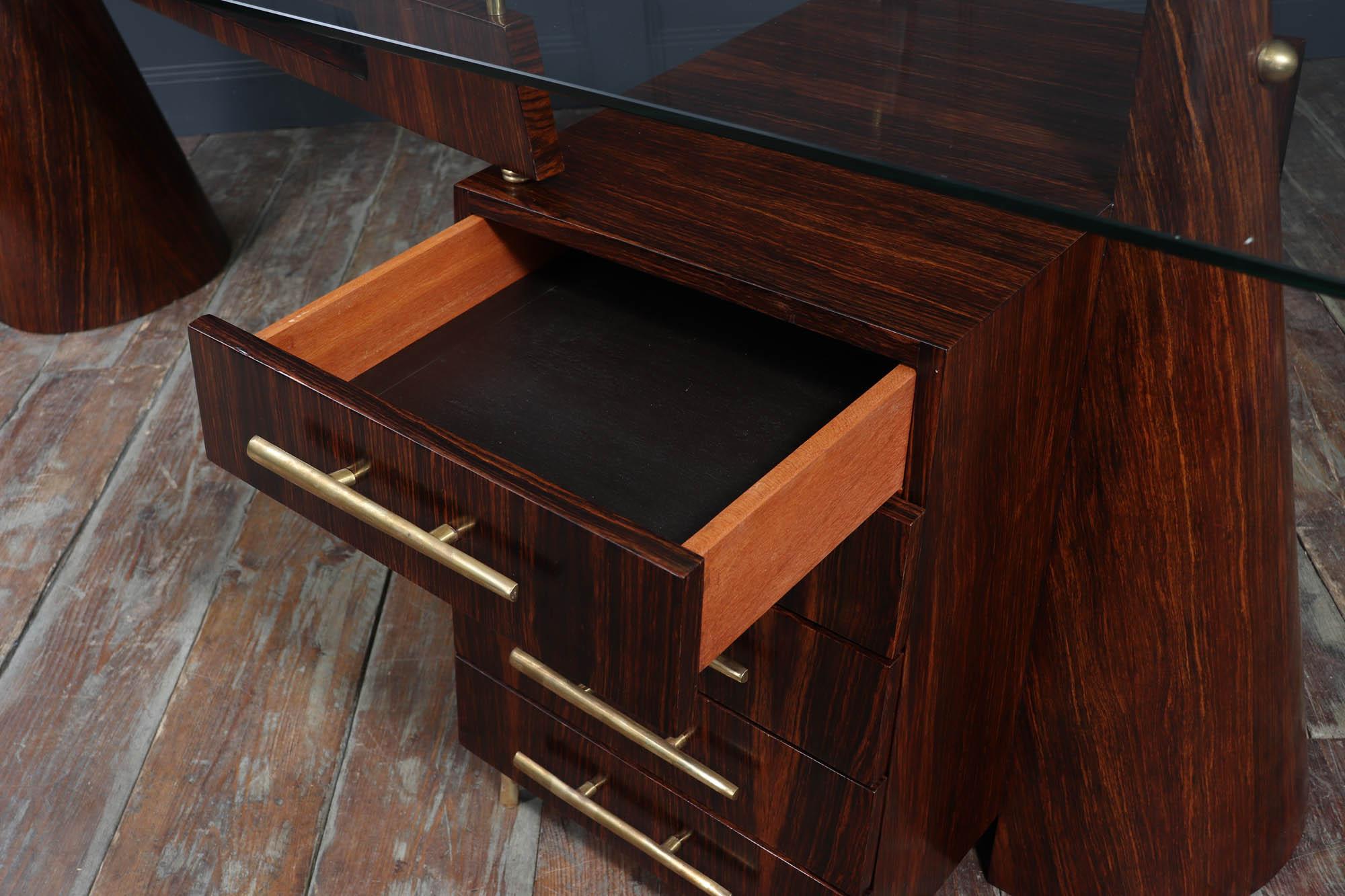 Italian Mid Century Desk in Macassar Ebony 12