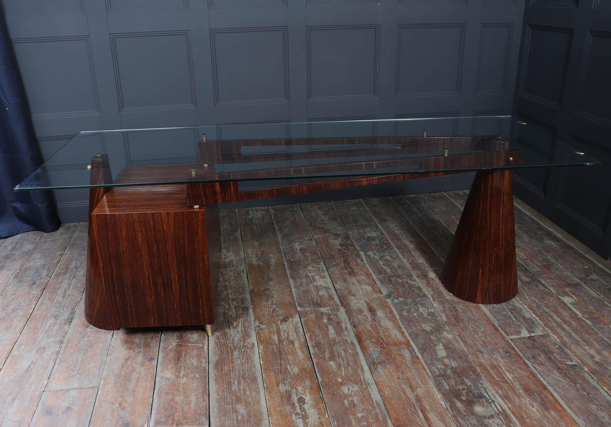 Italian Mid Century Desk in Macassar Ebony 14