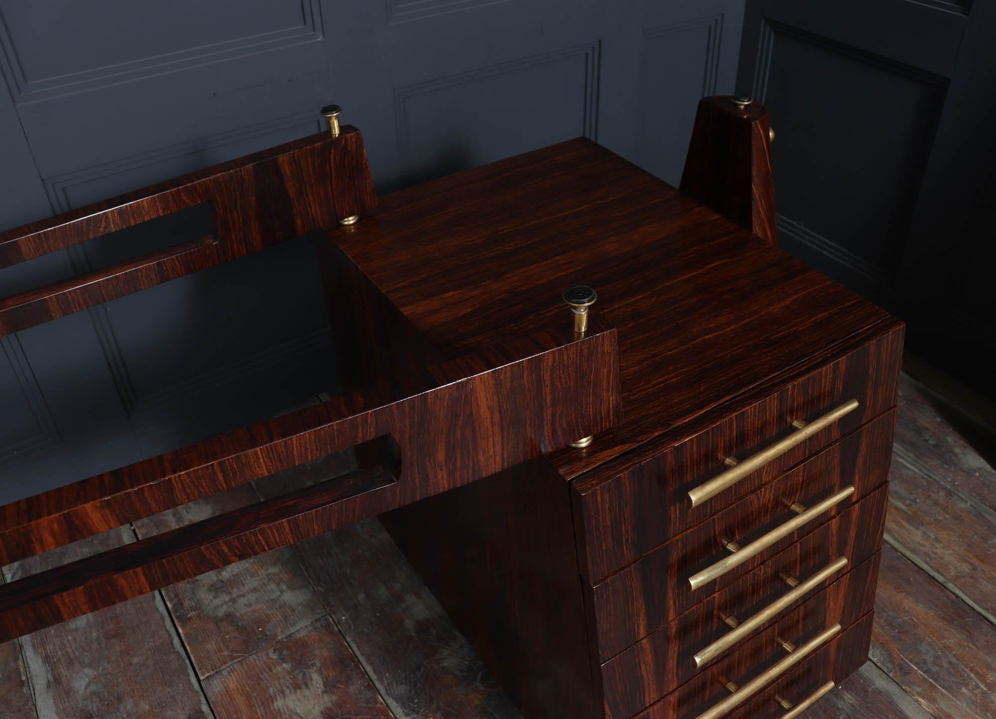 Glass Italian Mid Century Desk in Macassar Ebony