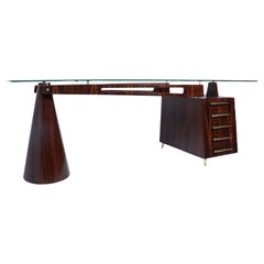 Italian Mid Century Desk in Macassar Ebony