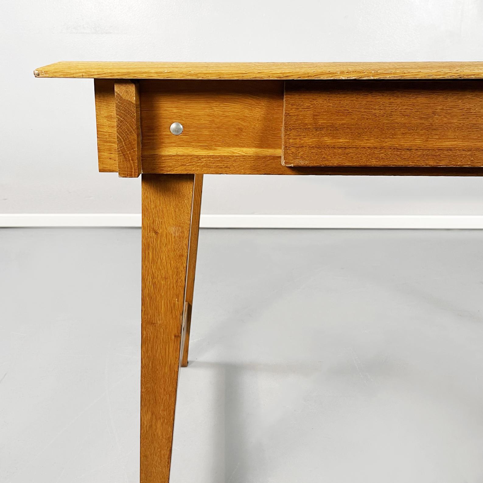 Italian Mid-Century Desk in Solid Wood and Light Blue Formica, 1960s 5
