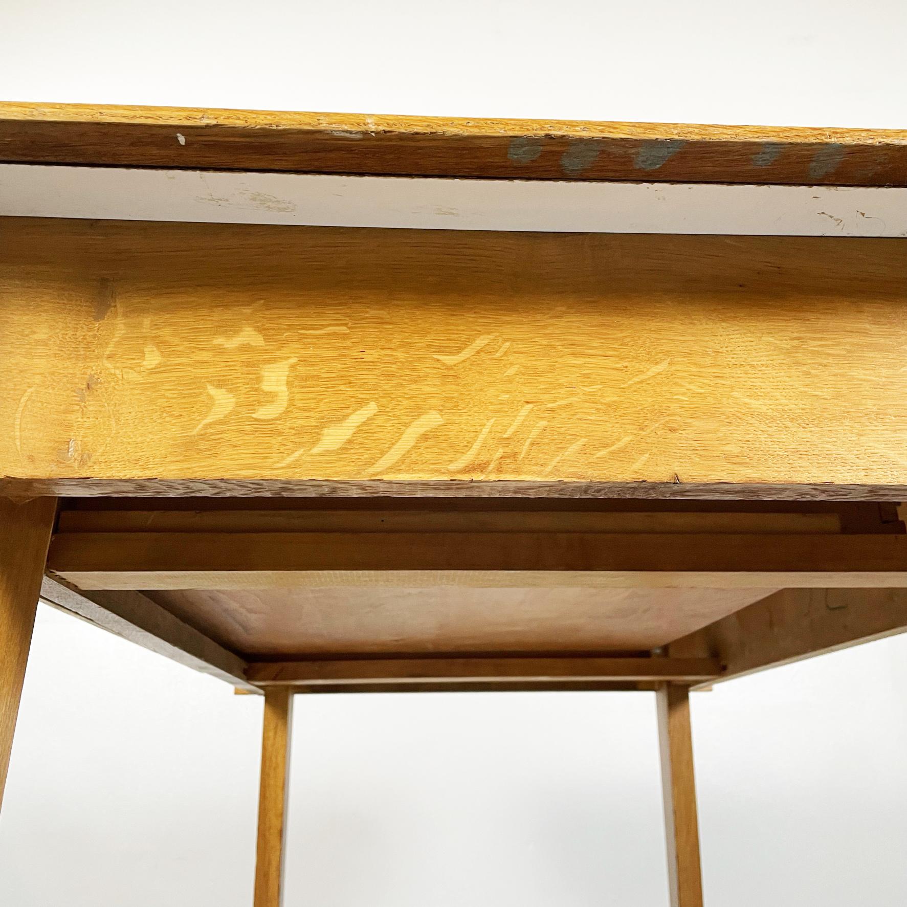 Italian Mid-Century Desk in Solid Wood and Light Blue Formica, 1960s 8