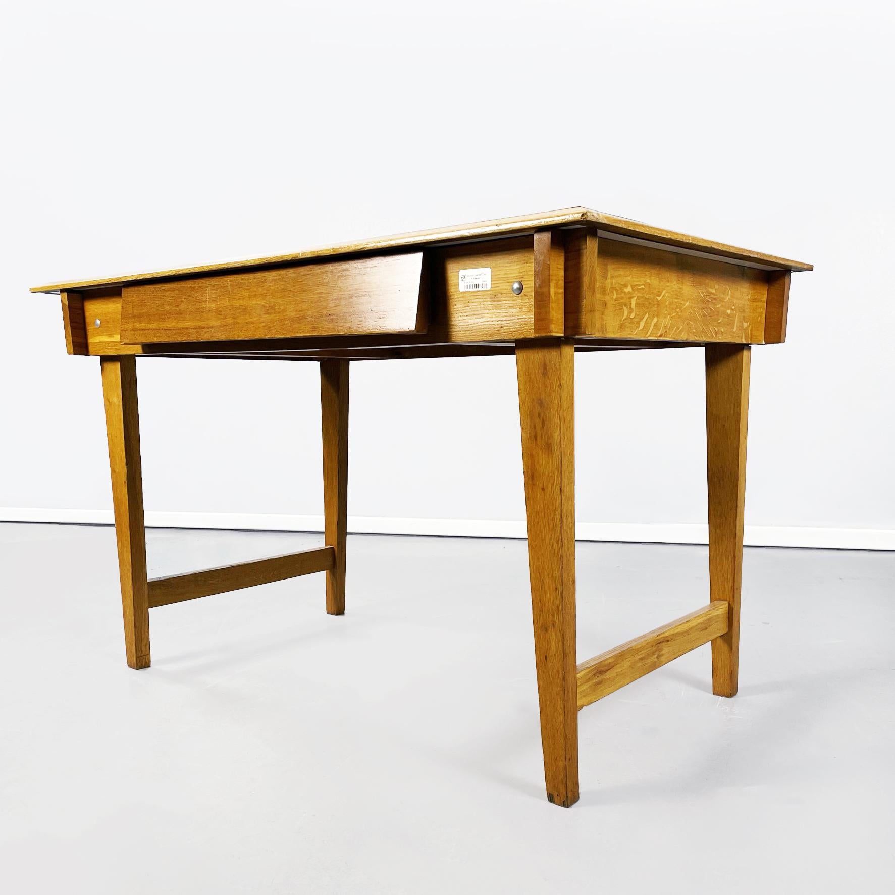Mid-20th Century Italian Mid-Century Desk in Solid Wood and Light Blue Formica, 1960s