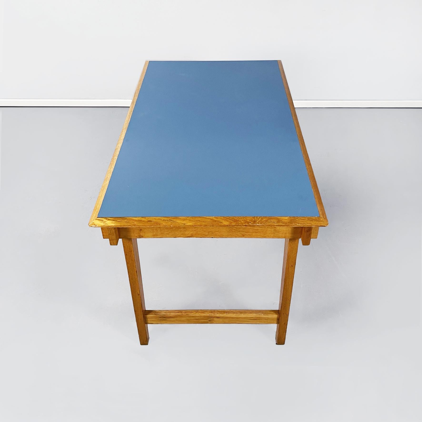 Mid-Century Modern Italian Mid-Century Desk in Solid Wood and Light Blue Formica, 1960s