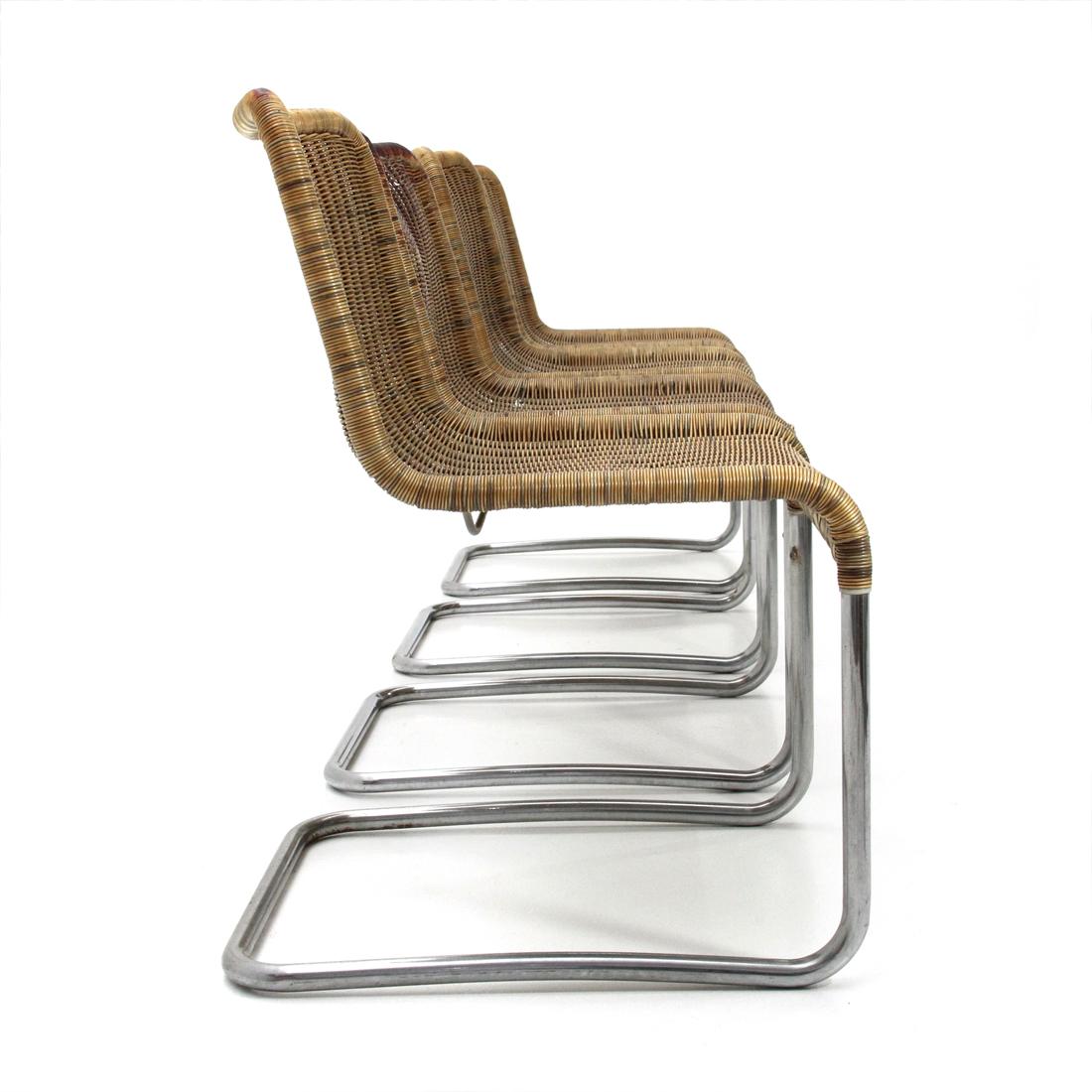 Mid-Century Modern Italian Midcentury Dining Chair in Chromed Metal, 1970s, Set of 4