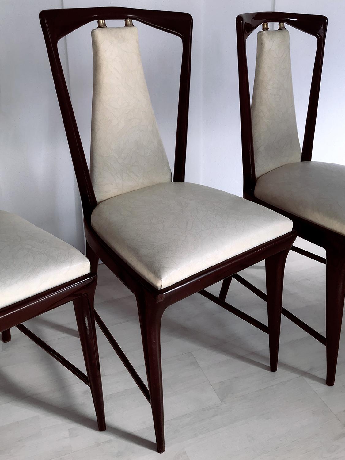 Italian Mid-Century Dining Chairs by Osvaldo Borsani, Set of Four, 1950s 11