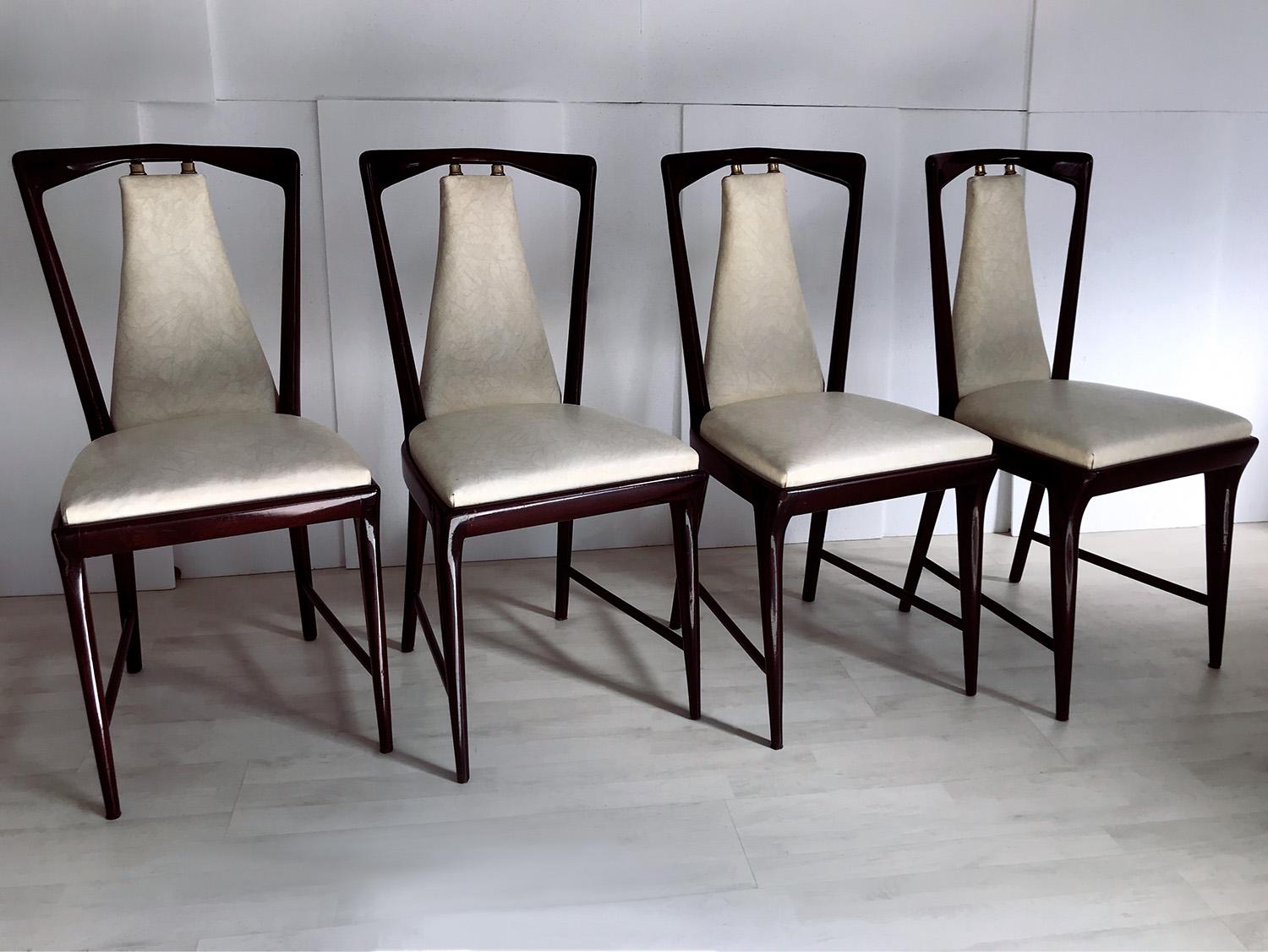 Italian Mid-Century Dining Chairs by Osvaldo Borsani, Set of Four, 1950s 8