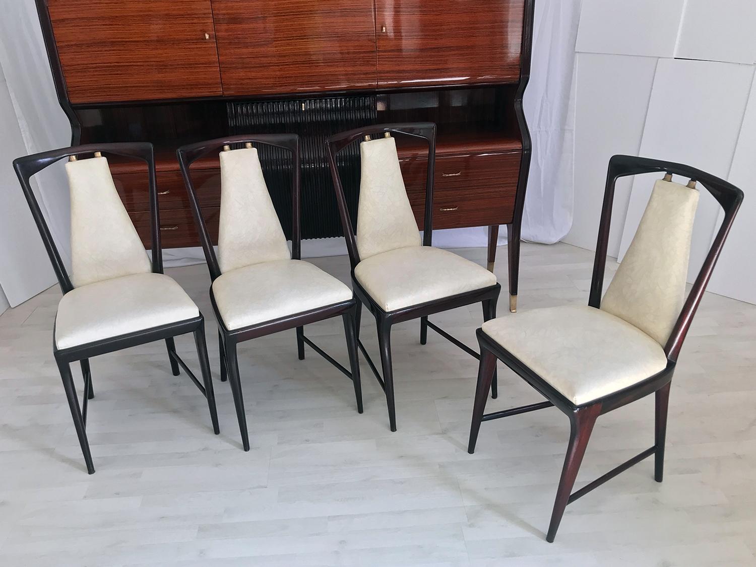 Italian Mid-Century Dining Chairs by Osvaldo Borsani, Set of Four, 1950s 14