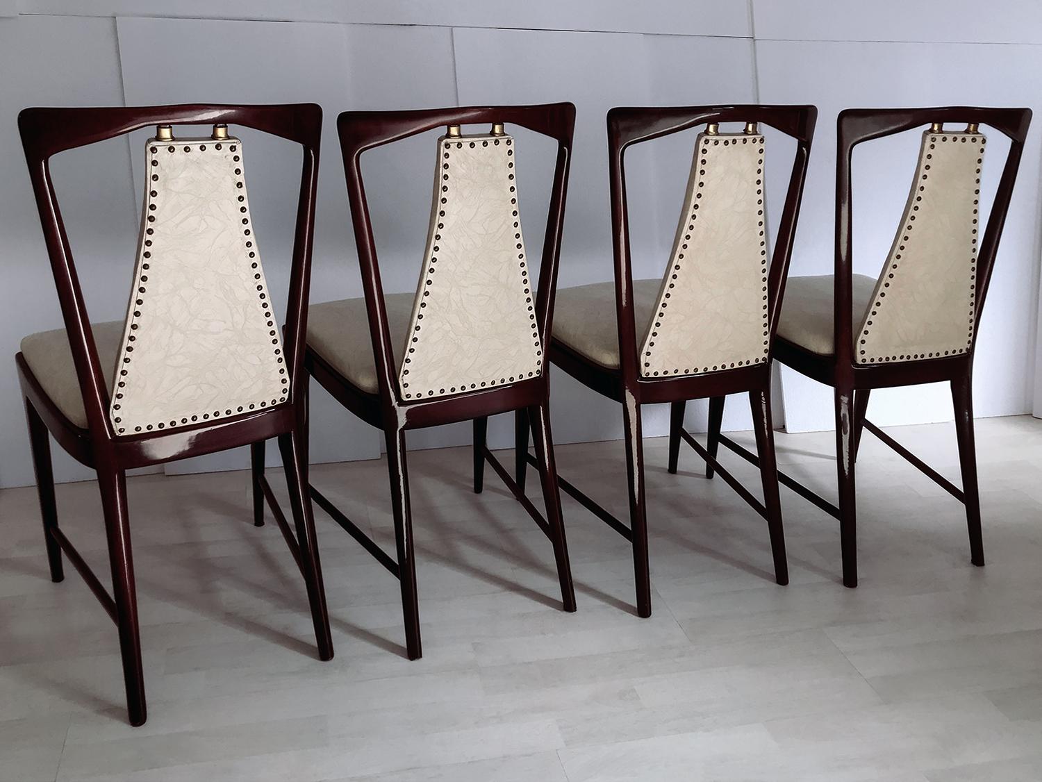 Italian Mid-Century Dining Chairs by Osvaldo Borsani, Set of Four, 1950s 1