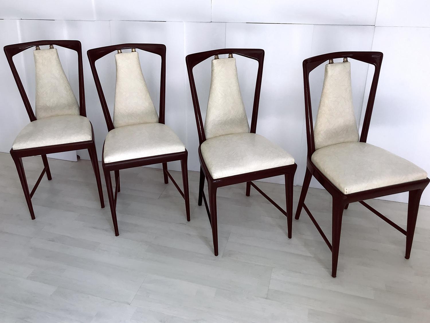 Mid-20th Century Italian Mid-Century Dining Chairs by Osvaldo Borsani, Set of Four, 1950s