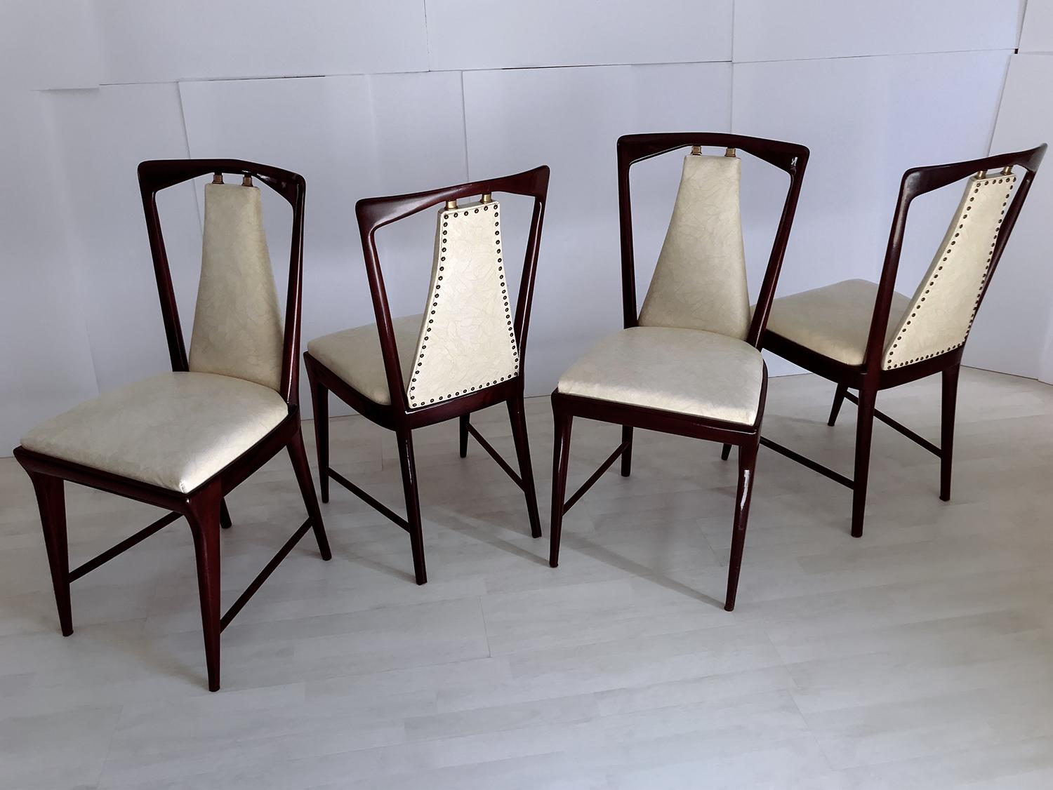 Italian Mid-Century Dining Chairs by Osvaldo Borsani, Set of Four, 1950s 2